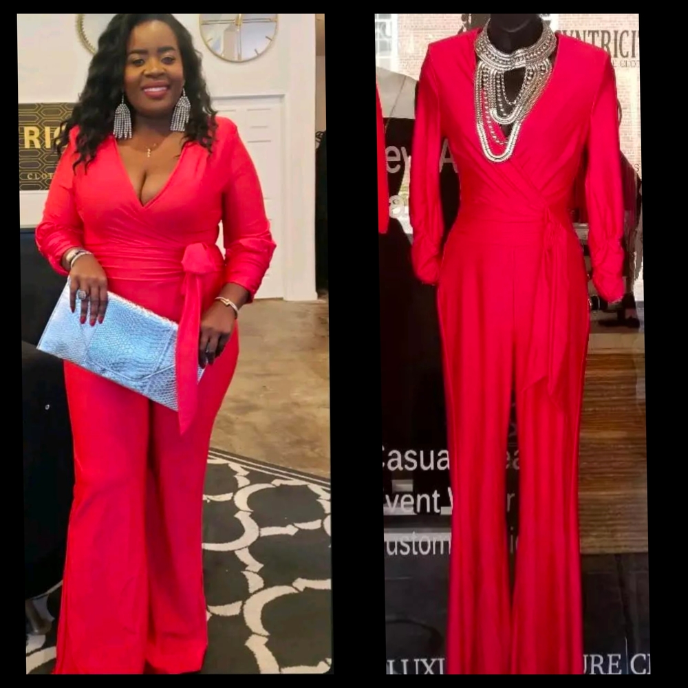 Red Jumpsuit Valentines DAY OUTFIT for Women